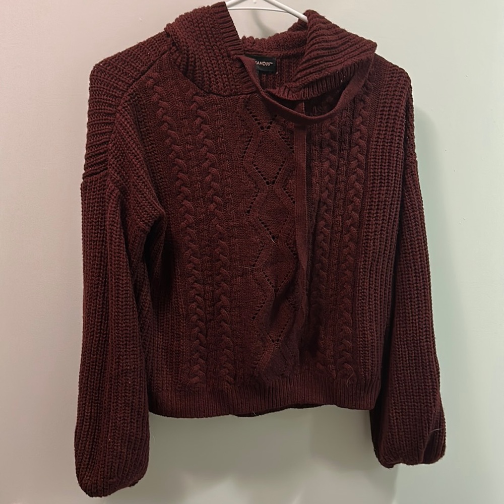 Hooded Casual Crochet Sweater